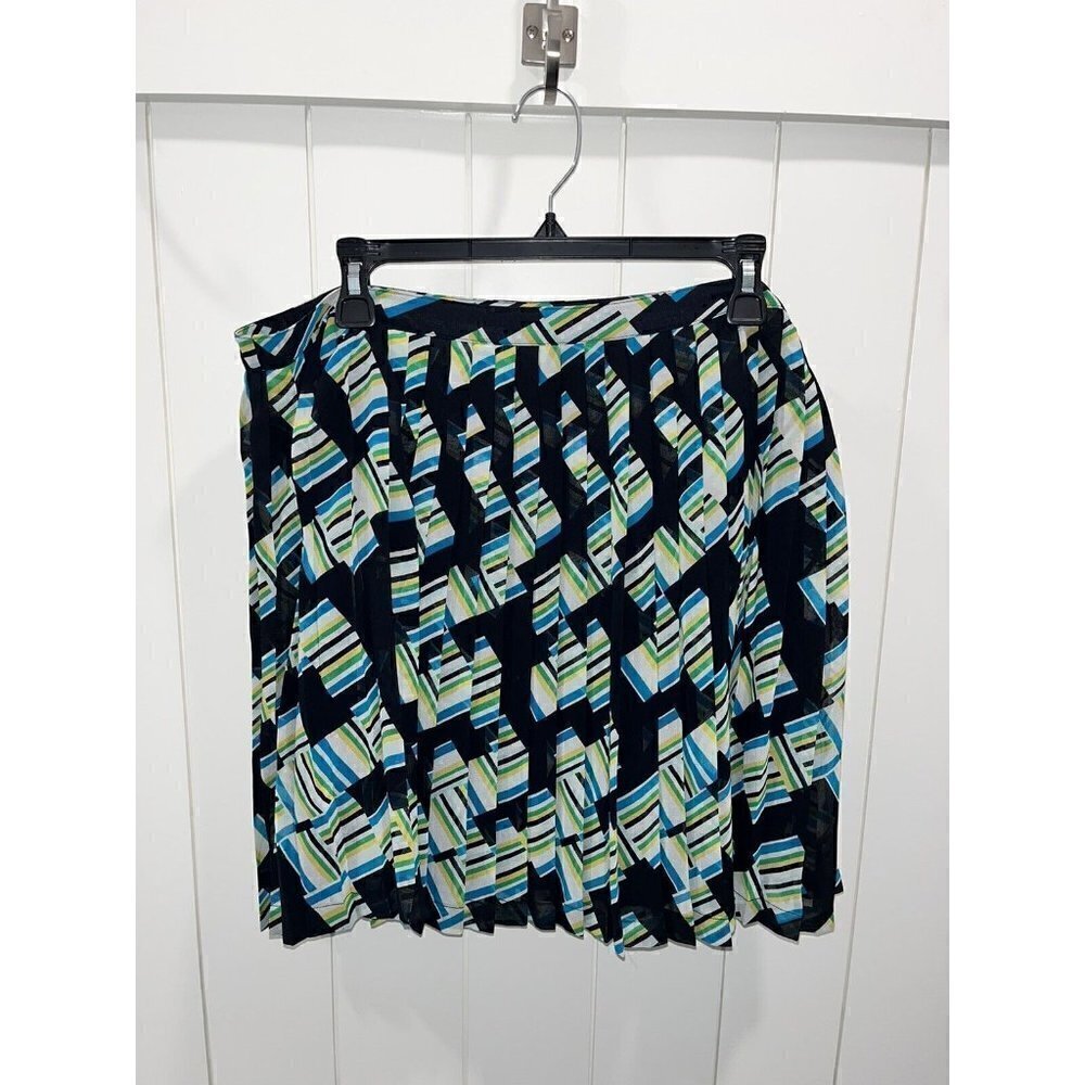 Banana Republic Women's Mini Pleated Lined Skirt 14 Multicolored Blue Geometric - Picture 1 of 7